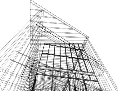 Mimari sanat konseptinde soyut çizgiler, minimum geometrik şekiller.