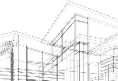 Mimari sanat konseptinde soyut çizgiler, minimum geometrik şekiller. 