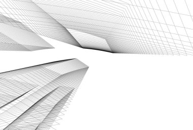 Arkaplanda mimari bina 3d illüstrasyon