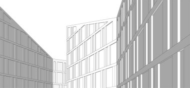 Mimari sanat konseptinde soyut çizgiler, minimum geometrik şekiller. 