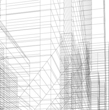 Mimari sanat konseptinde soyut çizgiler, minimum geometrik şekiller. 