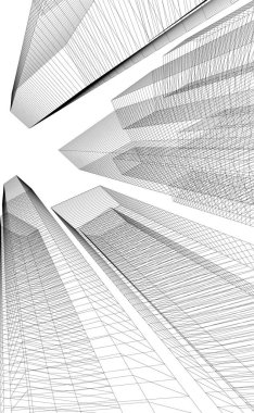 Mimari sanat konseptinde soyut çizgiler, minimum geometrik şekiller.