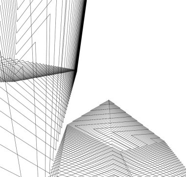 Mimari sanat konseptinde soyut çizgiler, minimum geometrik şekiller. 