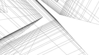 Mimari sanat konseptinde soyut çizgiler, minimum geometrik şekiller. 
