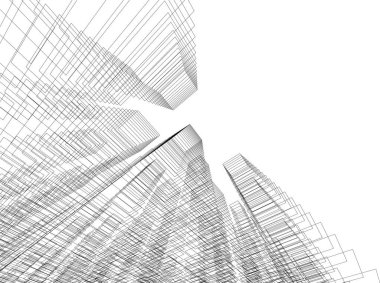 Mimari sanat konseptinde soyut çizgiler, minimum geometrik şekiller. 