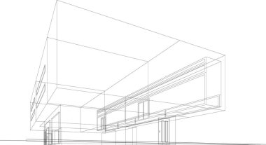 Mimari sanat konseptinde soyut çizgiler, minimum geometrik şekiller. 