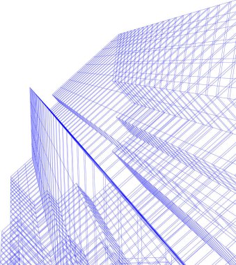 Arkaplanda mimari bina 3d illüstrasyon