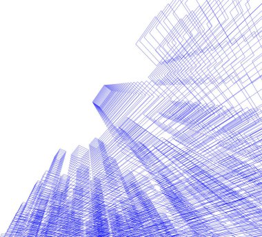 Arkaplanda mimari bina 3d illüstrasyon