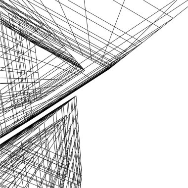 Mimari sanat konseptinde soyut çizgiler, minimum geometrik şekiller. 
