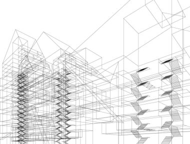 Mimari sanat konseptinde soyut çizgiler, minimum geometrik şekiller.