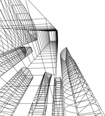 Mimari sanat konseptinde soyut çizgiler, minimum geometrik şekiller.