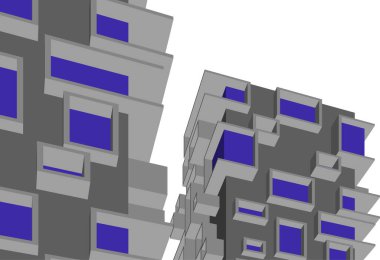 Mimari sanat konseptinde soyut çizgiler, minimum geometrik şekiller. 