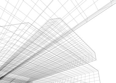 Arkaplanda mimari bina 3d illüstrasyon