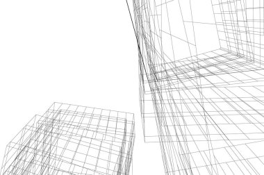 Mimari sanat konseptinde soyut çizgiler, minimum geometrik şekiller. 