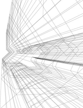 Mimari sanat konseptinde soyut çizgiler, minimum geometrik şekiller. 