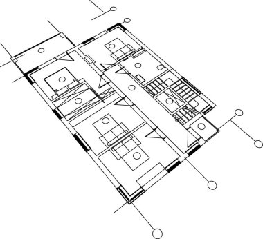 Mimari sanat konseptinde soyut çizgiler, minimum geometrik şekiller. 