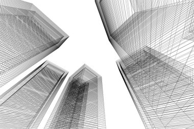 Mimari sanat konseptinde soyut çizgiler, minimum geometrik şekiller. 