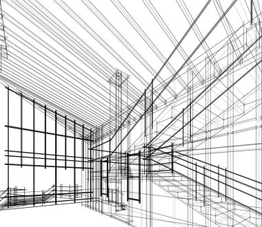 Mimari sanat konseptinde soyut çizgiler, minimum geometrik şekiller. 