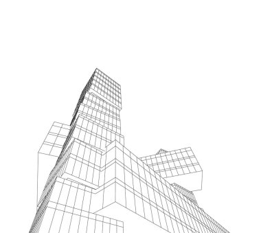 Beyaz zemin üzerine mimari sanat konseptinde soyut çizgiler, minimum geometrik şekiller.