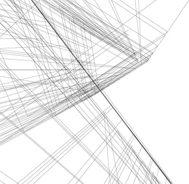 Mimari sanat konseptinde soyut çizgiler, minimum geometrik şekiller. 