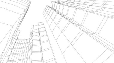 Mimari sanat konseptinde soyut çizgiler, minimum geometrik şekiller. 