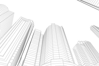 Mimari sanat konseptinde soyut çizgiler, minimum geometrik şekiller. 