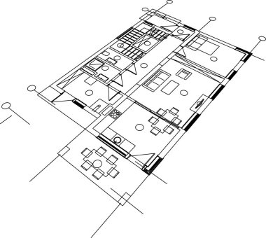 Mimari sanat konseptinde soyut çizgiler, minimum geometrik şekiller. 