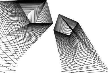 Mimari sanat konseptinde soyut çizgiler, minimum geometrik şekiller. 