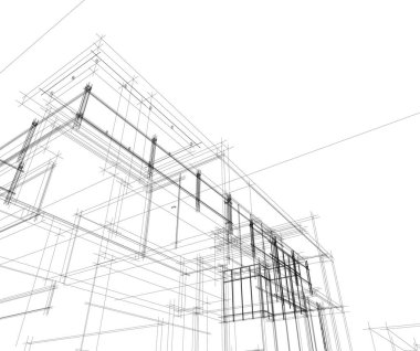 Mimari sanat konseptinde soyut çizgiler, minimum geometrik şekiller. 