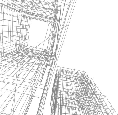 Mimari sanat konseptinde soyut çizgiler, minimum geometrik şekiller. 