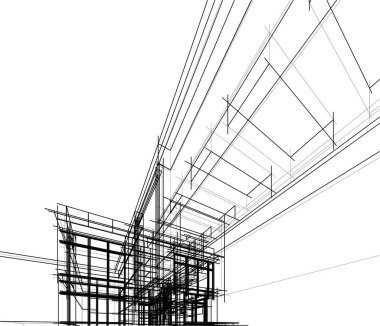 Arkaplanda mimari bina 3d illüstrasyon