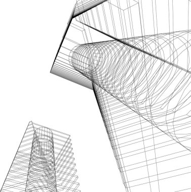 Mimari sanat konseptinde soyut çizgiler, minimum geometrik şekiller. 