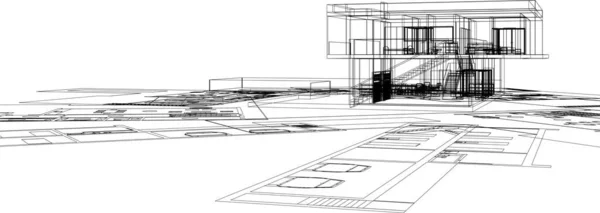 Abstraktní Kreslicí Čáry Architektonickém Pojetí Minimální Geometrické Tvary — Stockový vektor