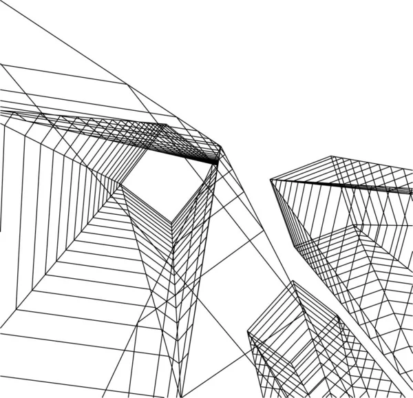 Abstrakte Zeichnungslinien Architektonischen Kunstkonzept Minimale Geometrische Formen — Stockvektor