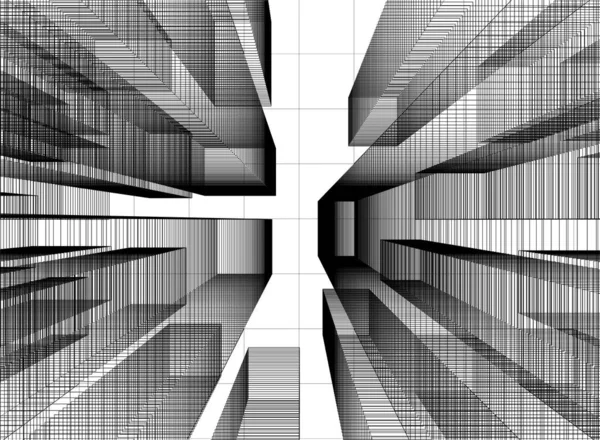 Líneas Abstractas Dibujo Concepto Arte Arquitectónico Formas Geométricas Mínimas — Archivo Imágenes Vectoriales