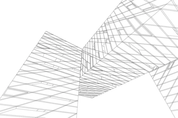建筑艺术概念中的抽象绘图线 最小几何形状 — 图库矢量图片
