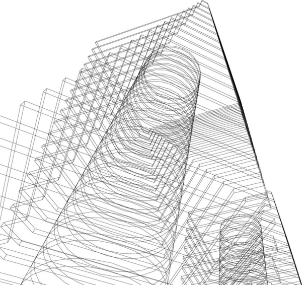 Abstracte Tekenlijnen Architectonisch Kunstconcept Minimale Geometrische Vormen — Stockvector