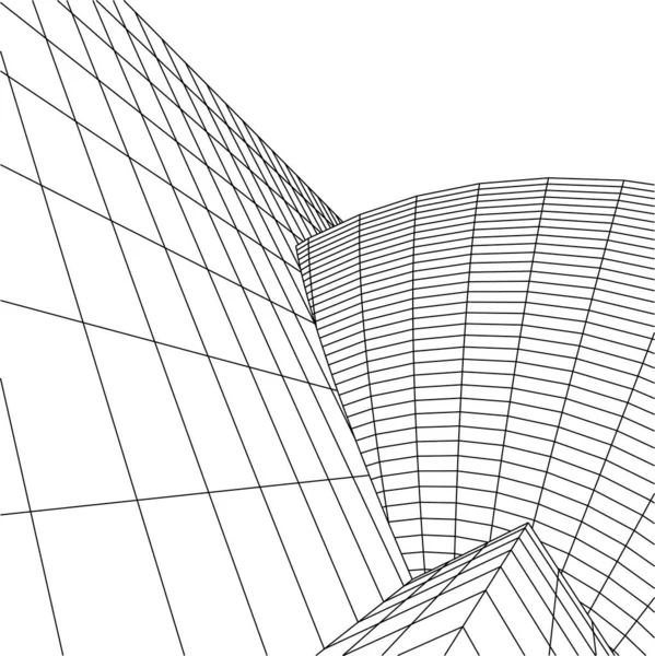 Linee Disegno Astratte Nel Concetto Arte Architettonica Forme Geometriche Minime — Vettoriale Stock