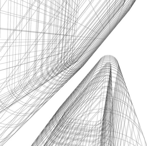 Abstracte Tekenlijnen Architectonisch Kunstconcept Minimale Geometrische Vormen — Stockvector