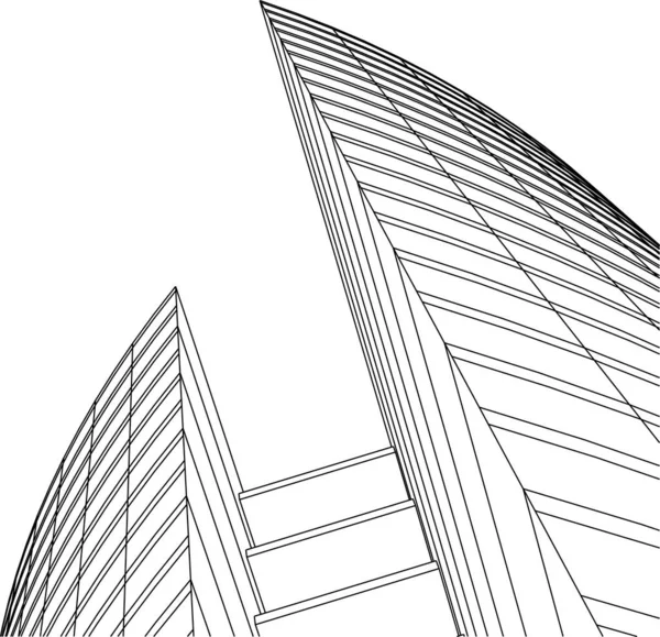 Lignes Dessin Abstraites Dans Concept Art Architectural Formes Géométriques Minimales — Image vectorielle