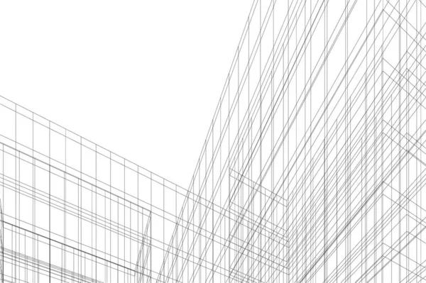 Abstracte Tekenlijnen Architectonisch Kunstconcept Minimale Geometrische Vormen — Stockvector