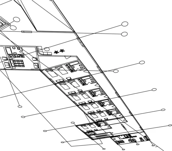 Líneas Abstractas Dibujo Concepto Arte Arquitectónico Formas Geométricas Mínimas — Vector de stock