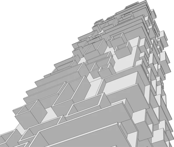 Lignes Dessin Abstraites Dans Concept Art Architectural Formes Géométriques Minimales — Image vectorielle