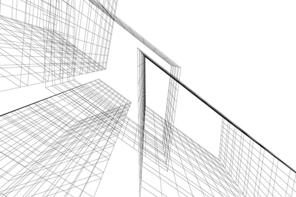 Abstracte Tekenlijnen Architectonisch Kunstconcept Minimale Geometrische Vormen — Stockvector