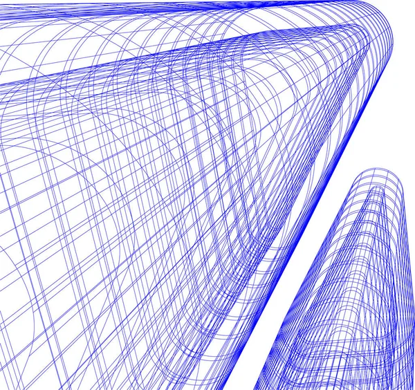 Abstrakt Ritning Linjer Arkitektonisk Konst Koncept Vit Bakgrund Minimal Geometriska — Stock vektor