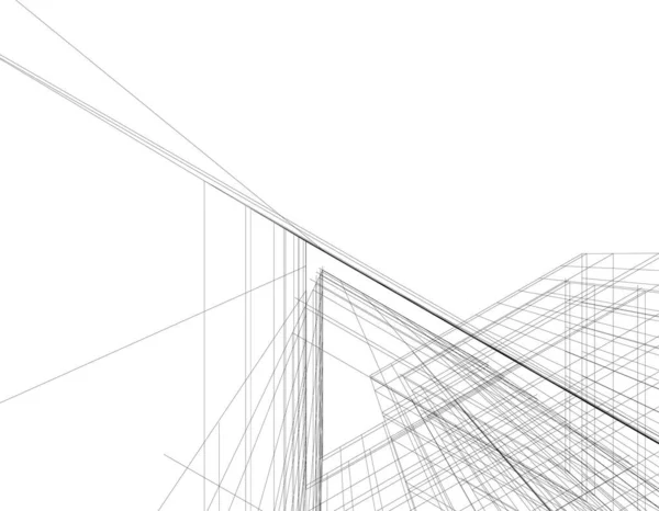 Abstracte Tekenlijnen Architectonisch Kunstconcept Minimale Geometrische Vormen — Stockvector