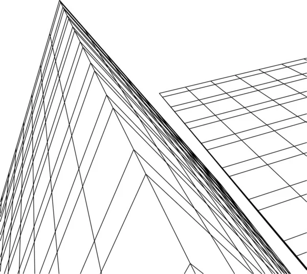 Abstracte Tekenlijnen Architectonisch Kunstconcept Minimale Geometrische Vormen — Stockvector