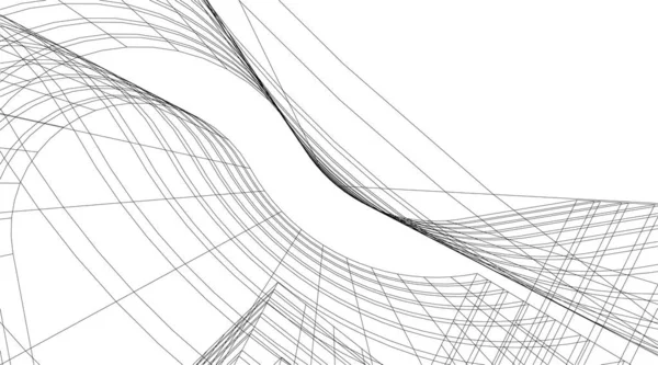 Abstracte Tekenlijnen Architectonisch Kunstconcept Minimale Geometrische Vormen — Stockvector