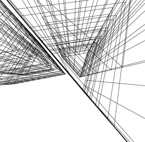 Líneas Abstractas Dibujo Concepto Arte Arquitectónico Formas Geométricas Mínimas — Archivo Imágenes Vectoriales