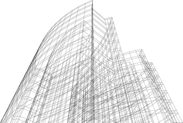 Linee Disegno Astratte Nel Concetto Arte Architettonica Forme Geometriche Minime — Vettoriale Stock